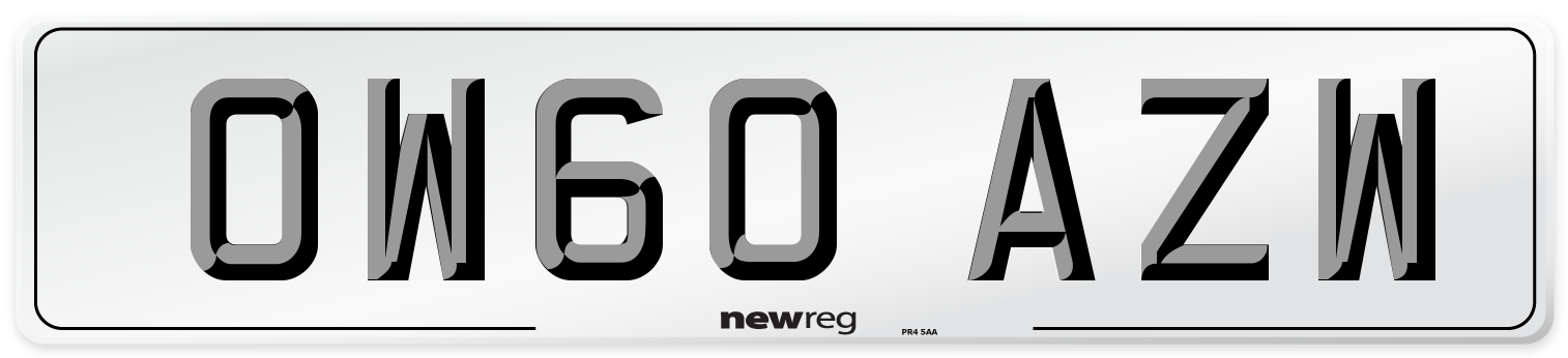 OW60 AZW Number Plate from New Reg